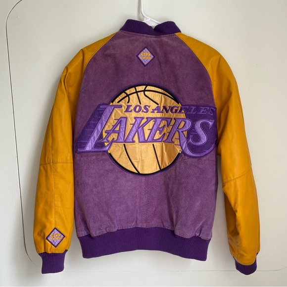 Other - Vintage Lakers Leather Jacket City Player 80s Los Angeles Logo Zip Varsity Patch